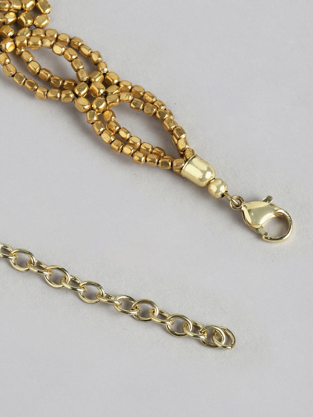 Gold-Plated Beaded Multi-Layered Statement Necklace - Richeera