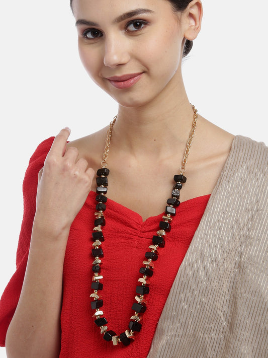 Black Gold-Plated Beaded Necklace