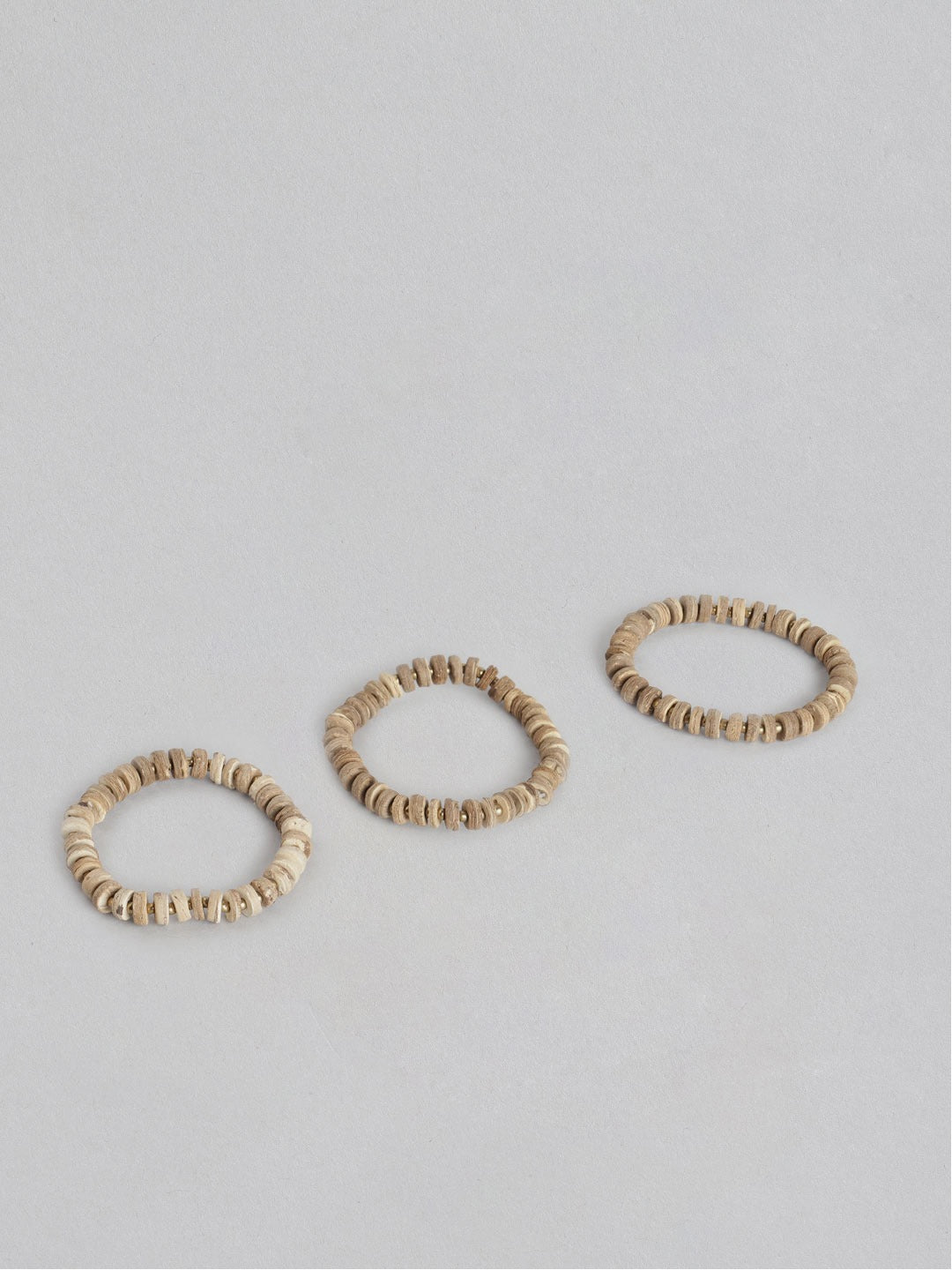 RICHEERA Women Pack Of 4 Brown Wood Wraparound Bracelet