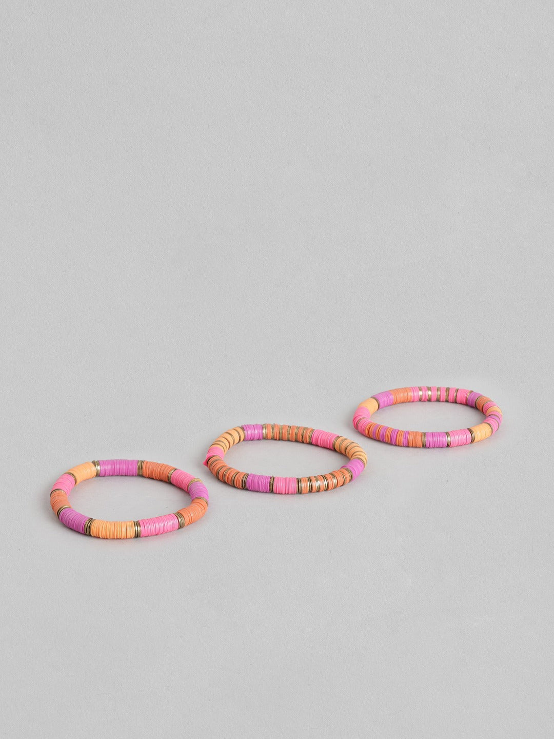 RICHEERA Women Pack Of 3 Pink & Orange Elasticated Bracelet