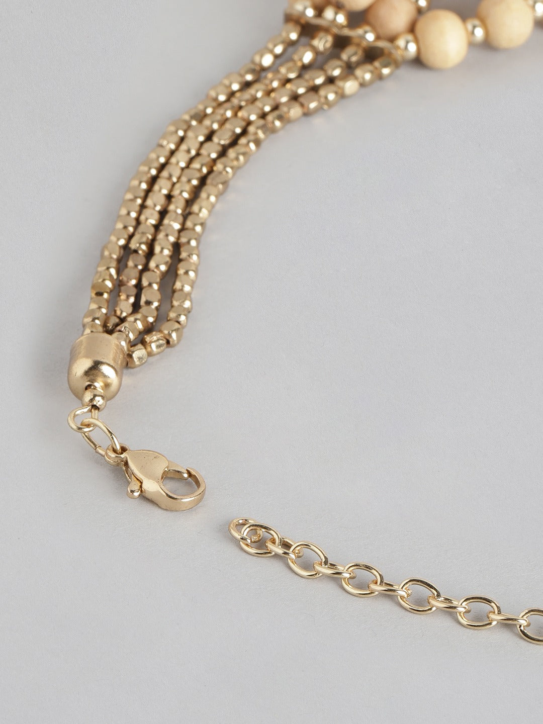 Gold-Plated Layered Artificial Beads Necklace