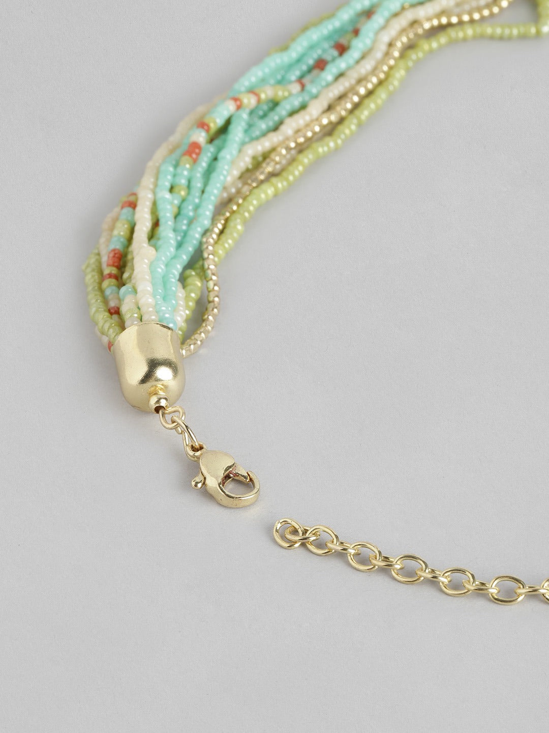 Gold-Plated Artificial Beads Layered Necklace