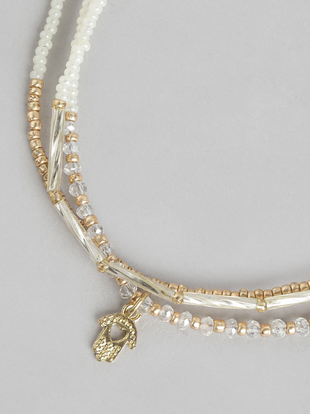 Women Gold-Plated Artificial Beads Multistrand Bracelet