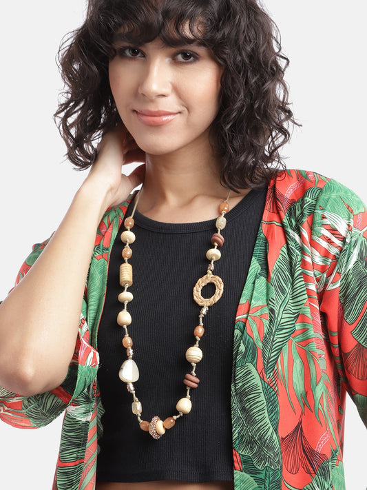 Rose Gold-Plated Artificial Beads Necklace