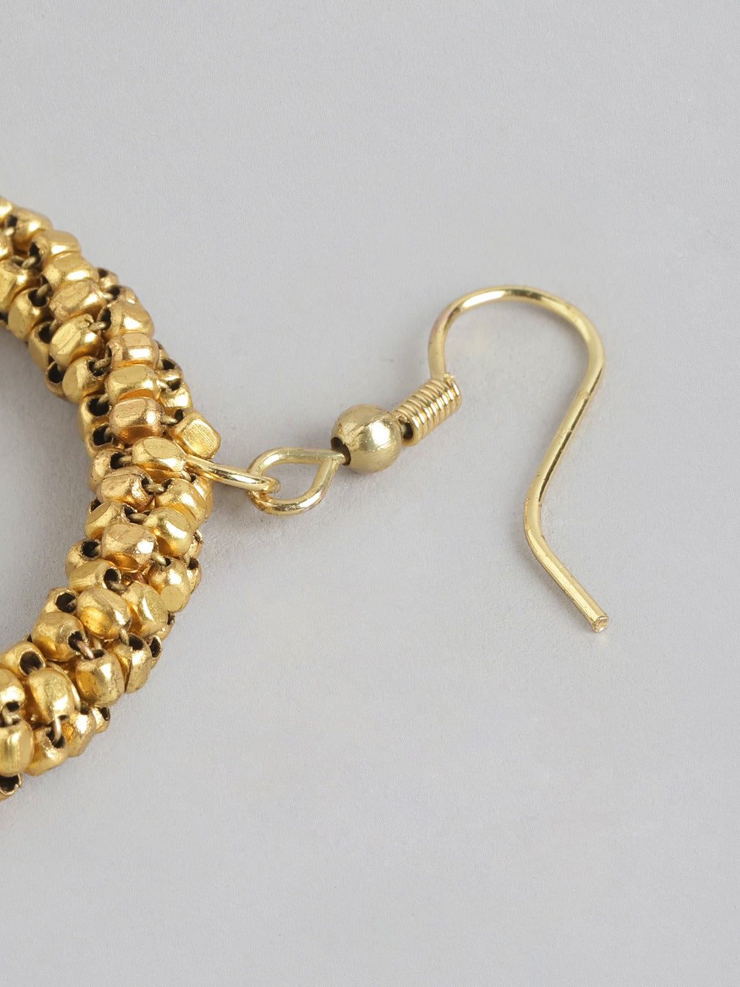 Gold-Plated Circular Artificial Beads Drop Earrings