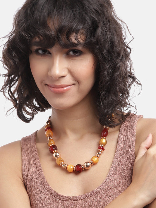 Rose Gold-Plated Artificial Beads Necklace