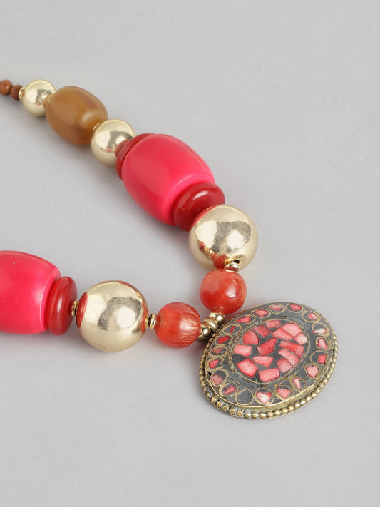 Gold-Plated Artificial Stones & Beads Necklace
