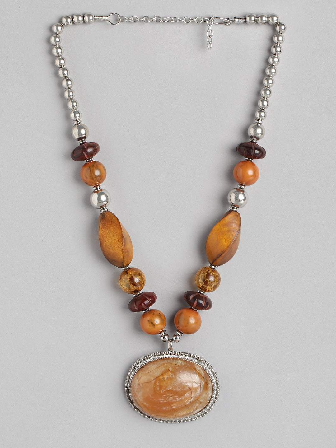 Silver-Plated Artificial Stones & Beads Necklace