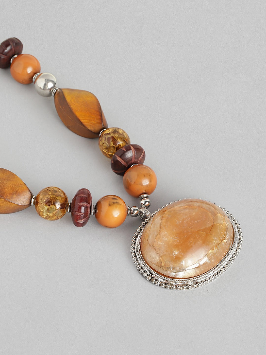 Silver-Plated Artificial Stones & Beads Necklace