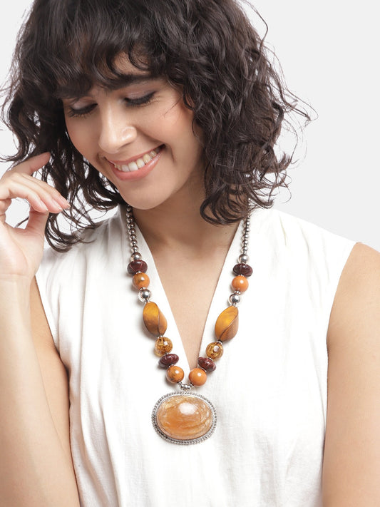 Silver-Plated Artificial Stones & Beads Necklace