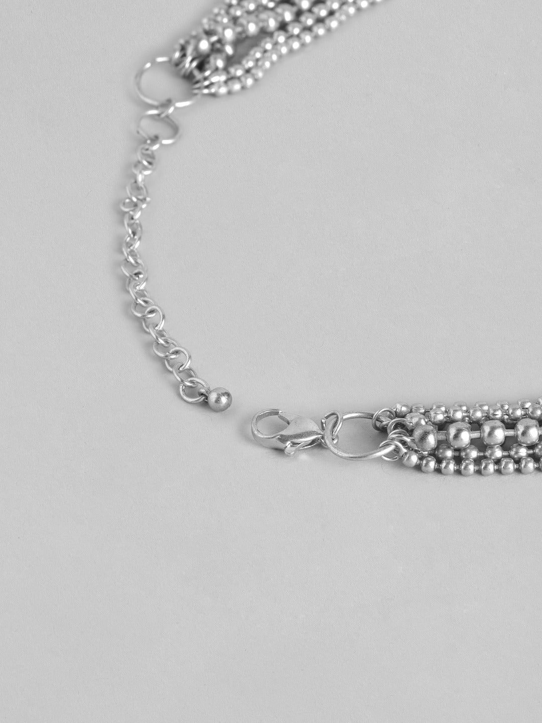 Silver-Plated Artificial Beads Layered Necklace