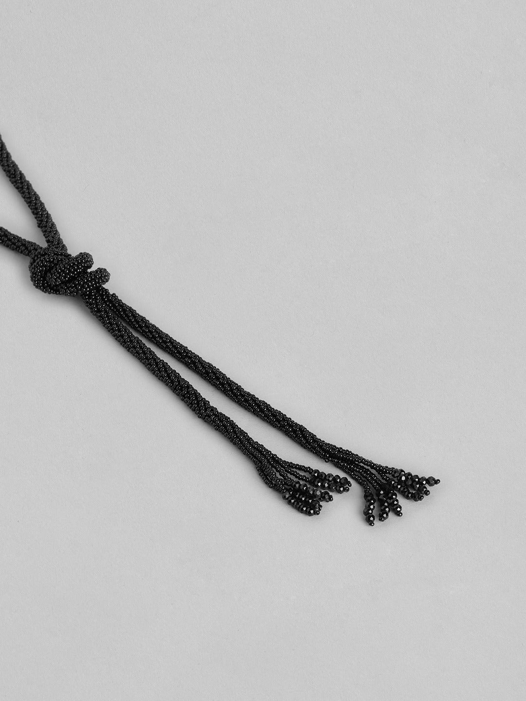 Black Artificial Beaded Necklace - Richeera