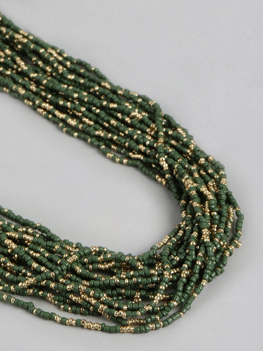 RICHEERA Artificial Green Beads Studded Necklace