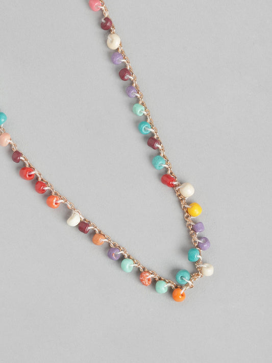 RICHEERA Gold-Plated Multicolor Beaded Necklace