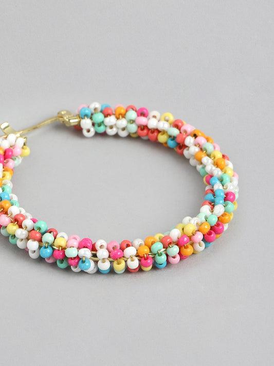 RICHEERA Gold-plated Multicolor Contemporary Hoop Earrings