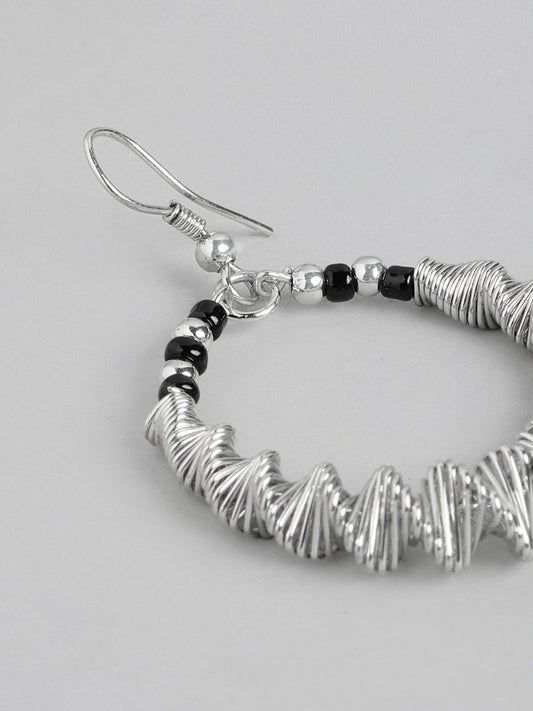 RICHEERA Silver-Plated Contemporary Drop Earrings