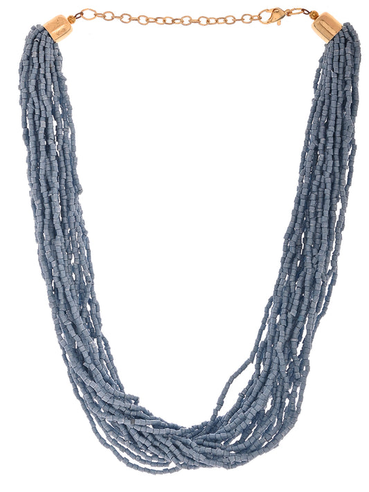 RICHEERA Grey Beaded Layered Necklace