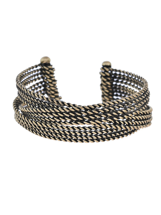 RICHEERA Women Handcrafted Gold-Plated Cuff Bracelet