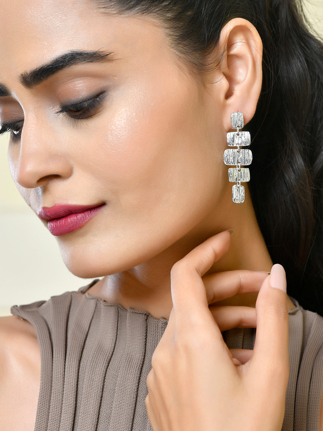 RICHEERA Siver plated Contemporary Drop Earrings