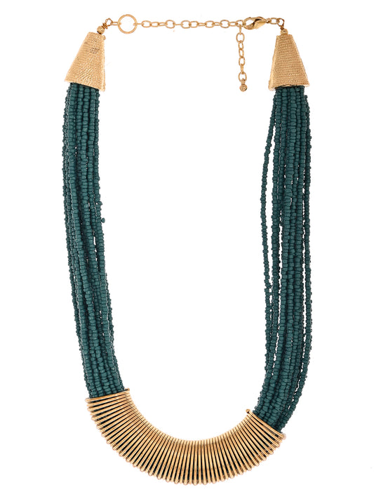 Gold-Plated Beaded Layered Necklace
