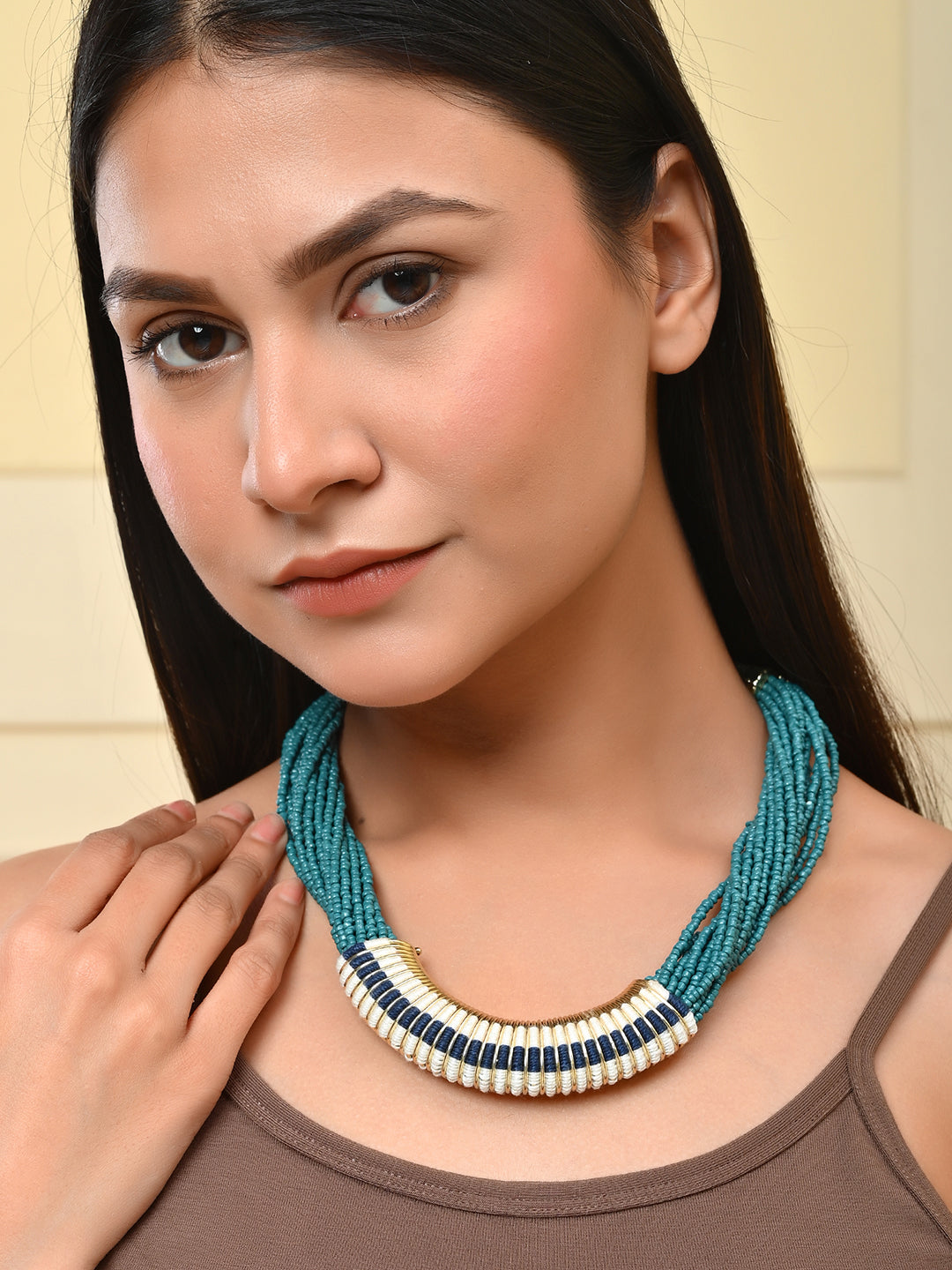 Gold-Plated Beaded Layered Necklace