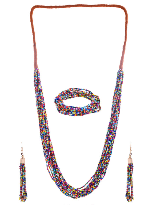 RICHEERA Gold-Plated Multi Beaded Jewellery Set