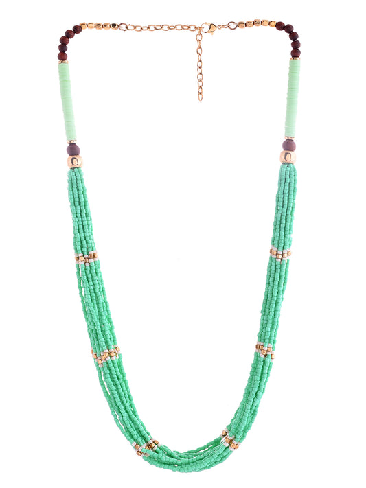 RICHEERA Gold-Plated Green Beaded Handcrafted Necklace for Women - Richeera