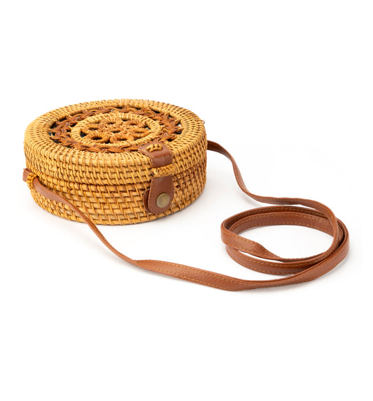 BASKET WEAVE PATTERN SLING BAG