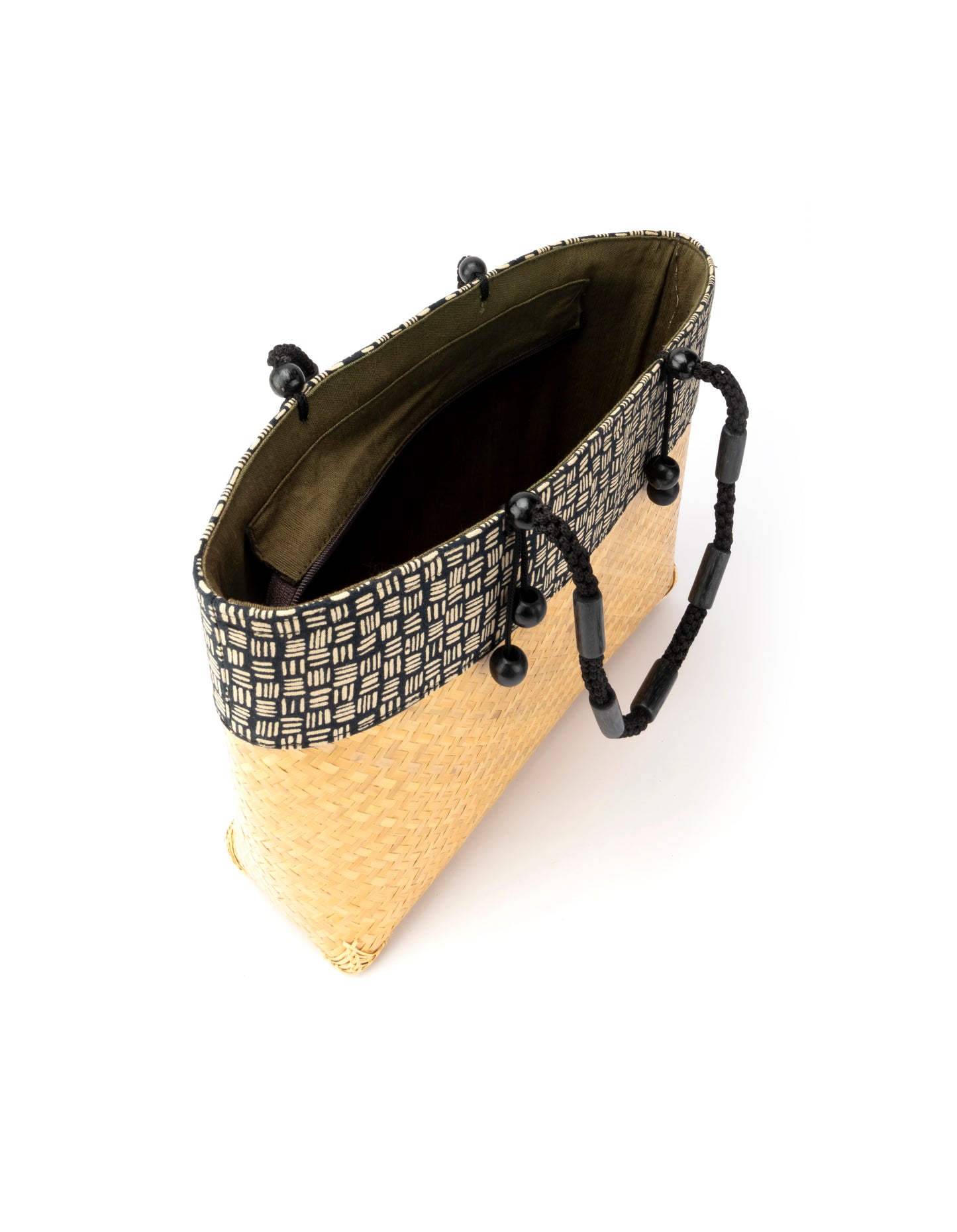 BASKET WEAVE PATTERN HAND BAG