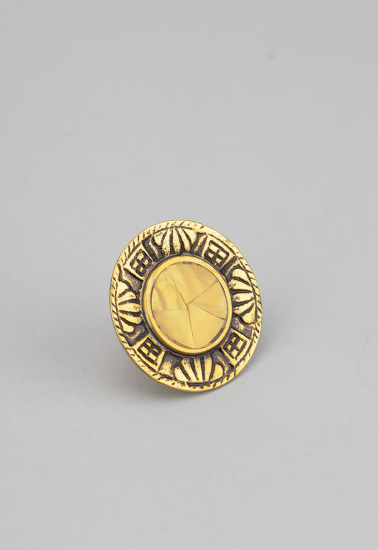 Gold-Plated Stone Studded Finger Ring