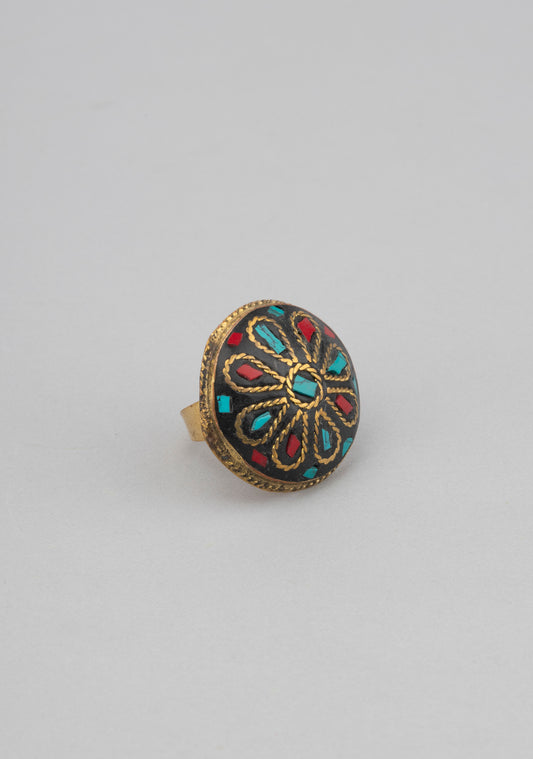 Women Antique Gold Brass Ring