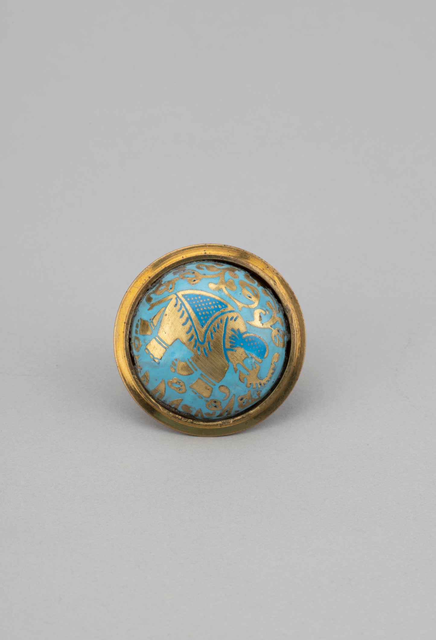 Adjustable Gold Plated-Blue Stone Ring