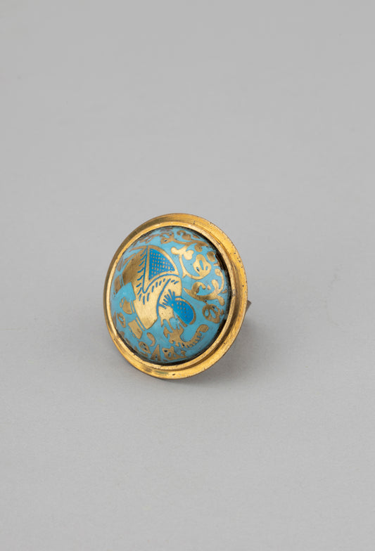 Adjustable Gold Plated-Blue Stone Ring
