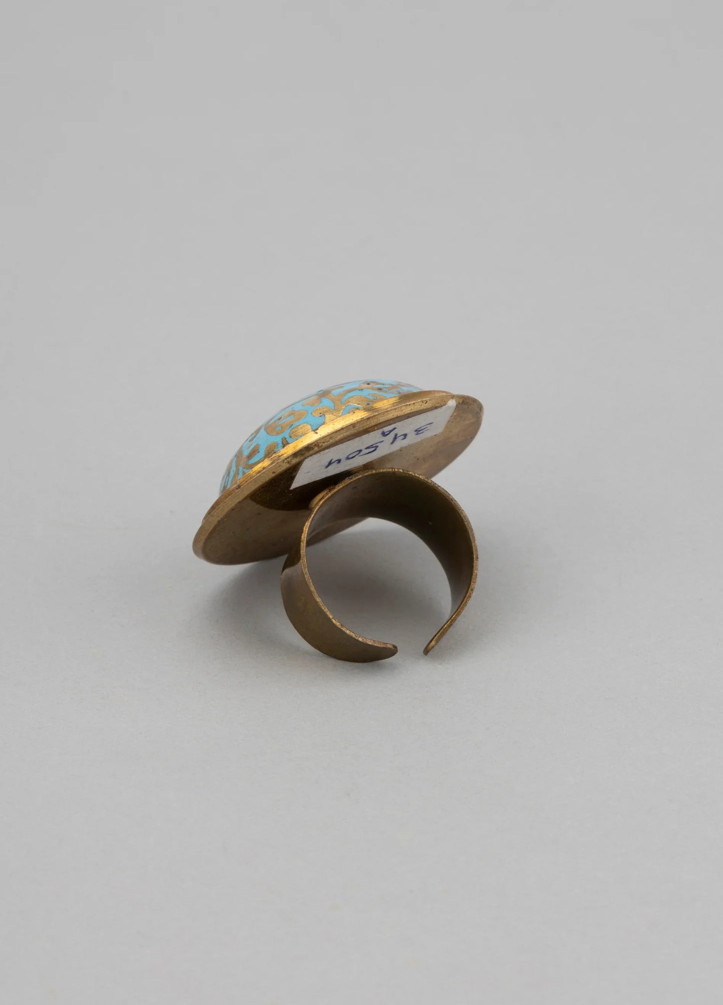Adjustable Gold Plated-Blue Stone Ring - Richeera