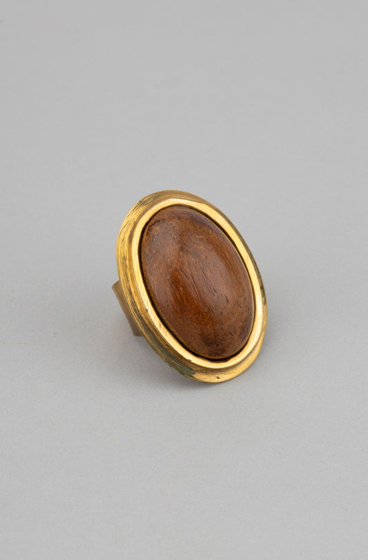 Gold Plated Brown Stone Studded Ring
