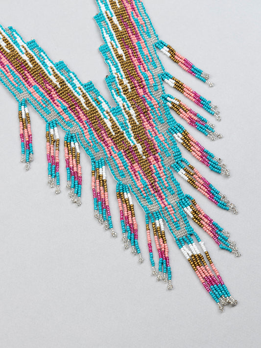 Blue Coloured Beaded Necklace