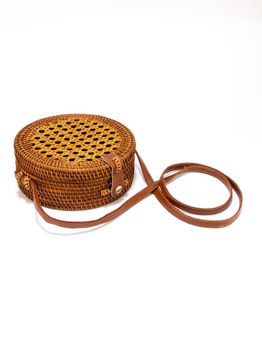 BASKET WEAVE PATTERN SLING BAG