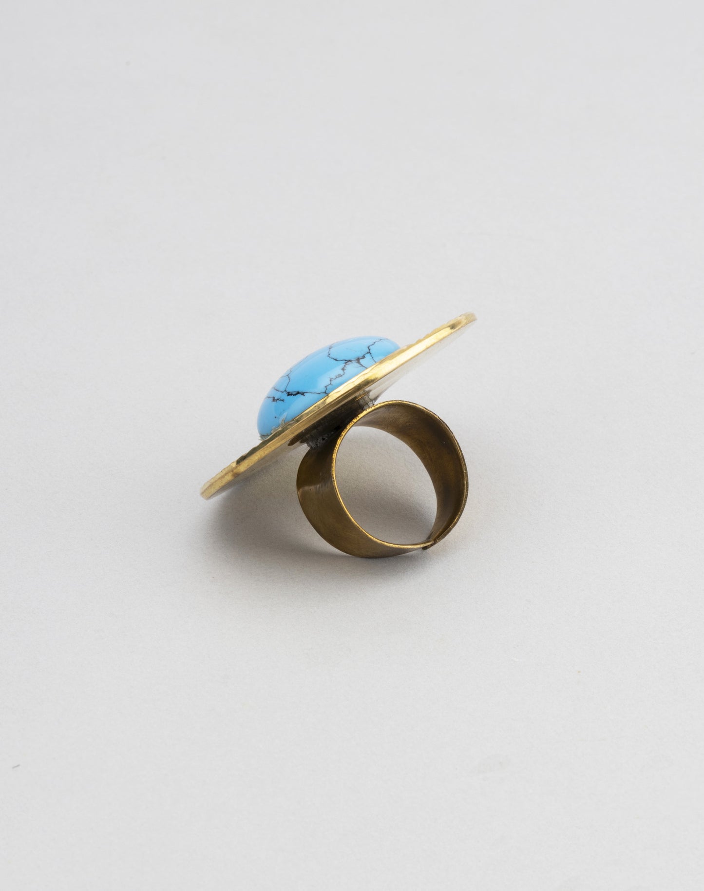 Metal Blue Studded Gold Plated Ring