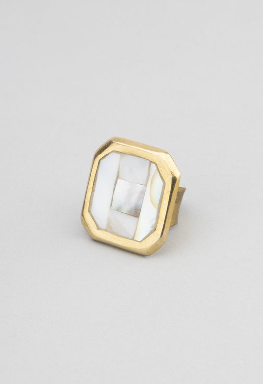 Gold Plated Off White Ring