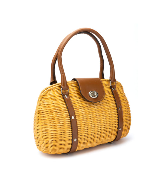 BASKET WEAVE PATTERN HAND BAG