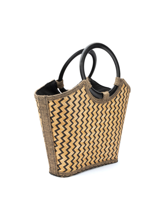 BASKET WEAVE PATTERN HAND BAG