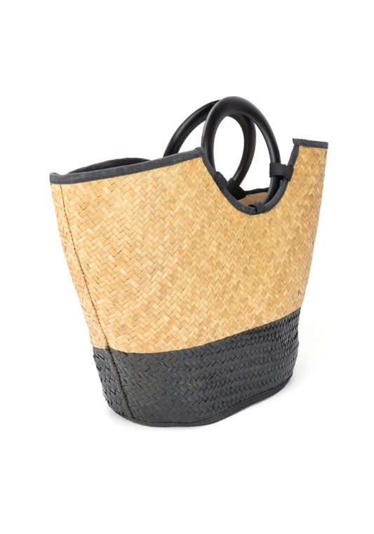 BASKET WEAVE PATTERN HAND BAG