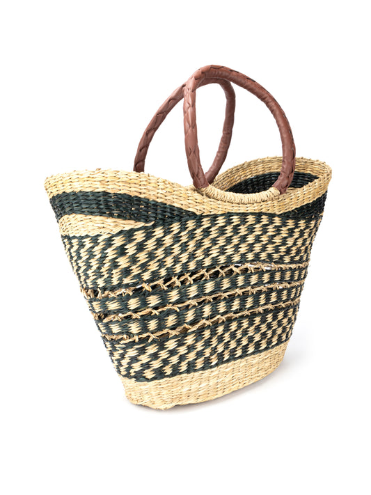 BASKET WEAVE PATTERN HAND BAG