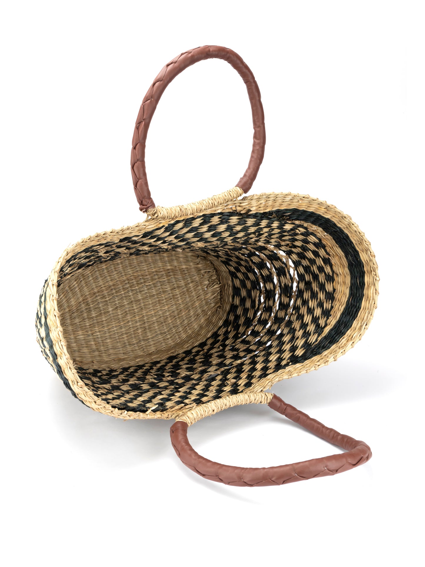 BASKET WEAVE PATTERN HAND BAG