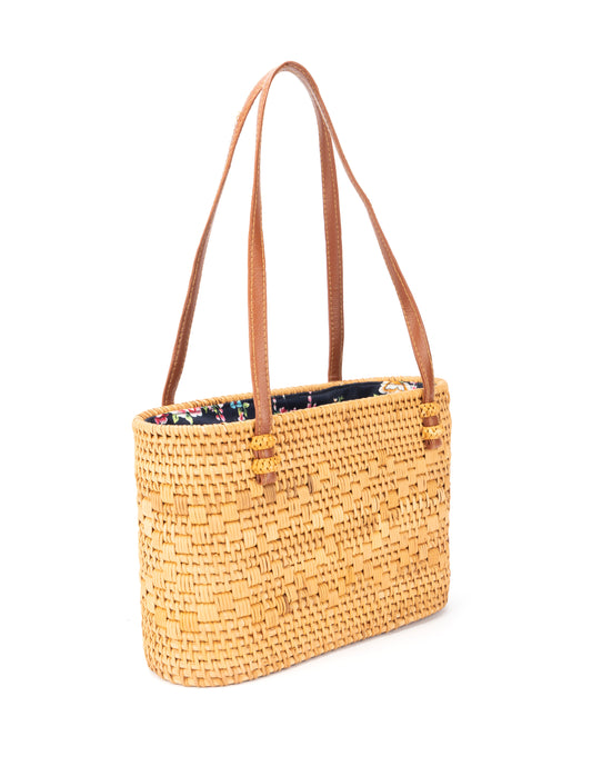 BASKET WEAVE PATTERN HAND BAG