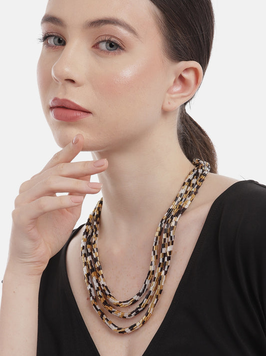 RICHEERA White & Gold-Toned Layered Necklace