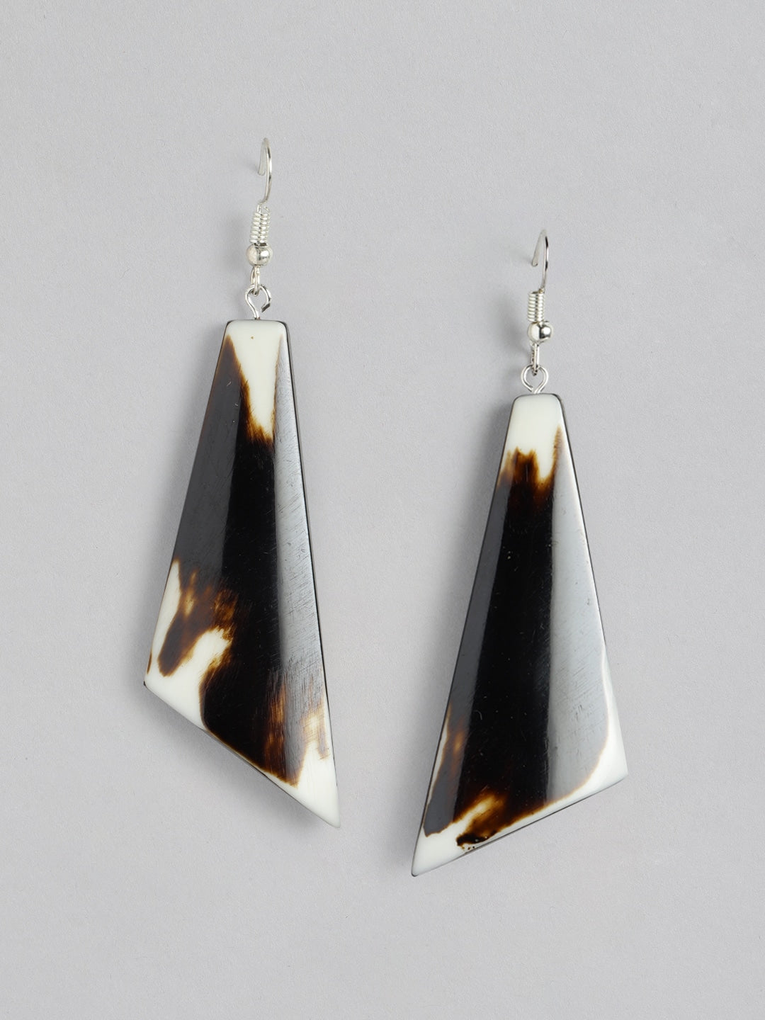 Silver-Plated Teardrop Shaped Drop Earrings