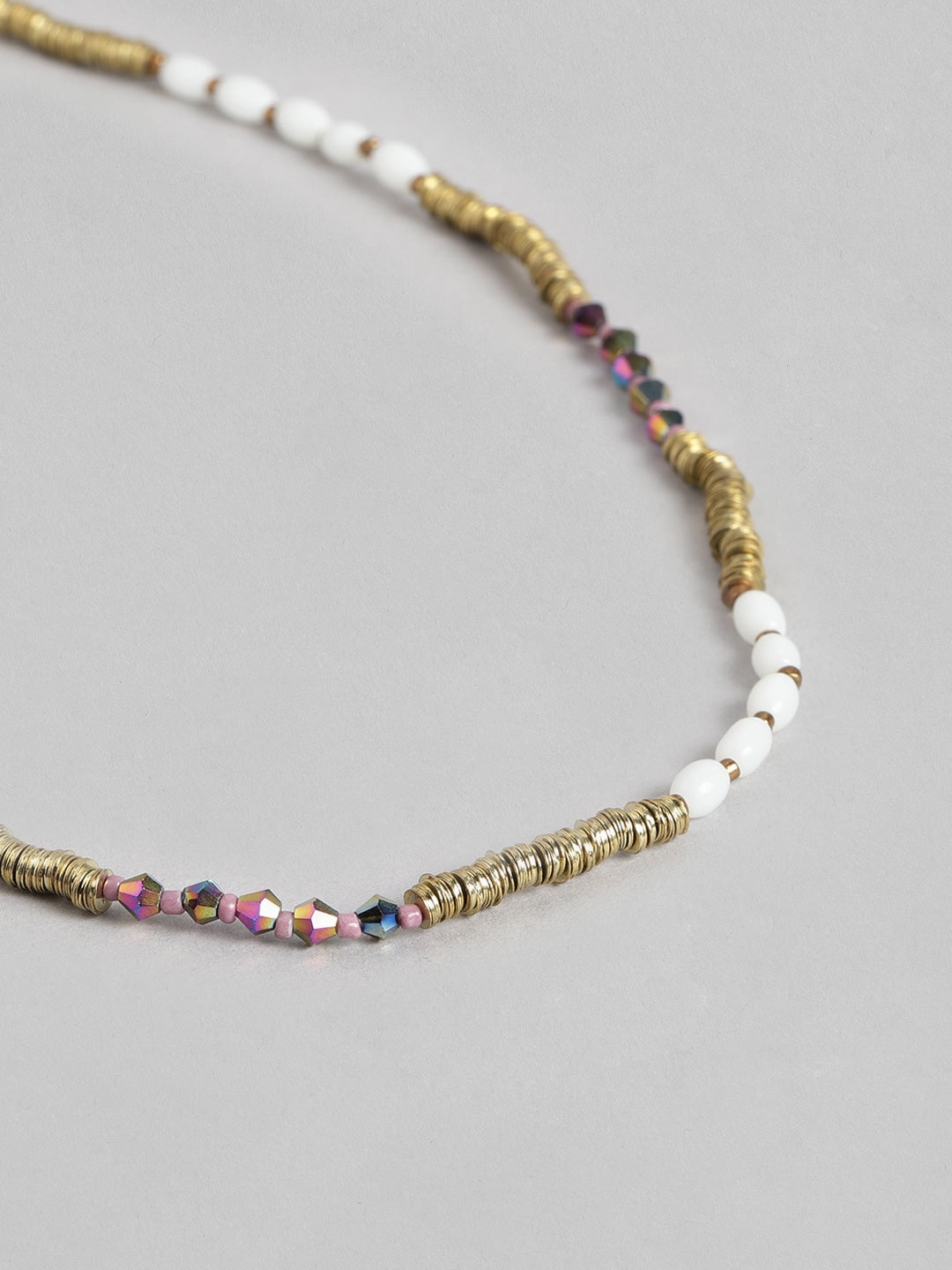 Gold-Toned & White Gold-Plated Beaded Necklace