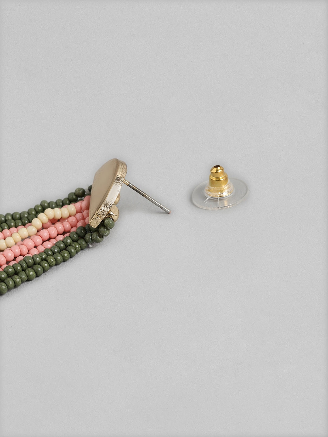 Gold-Toned & Peach-Coloured Contemporary Drop Earrings