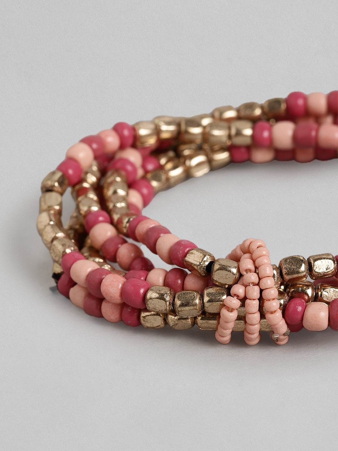 Women Pink & Gold-Toned Gold-Plated Multistrand Bracelet